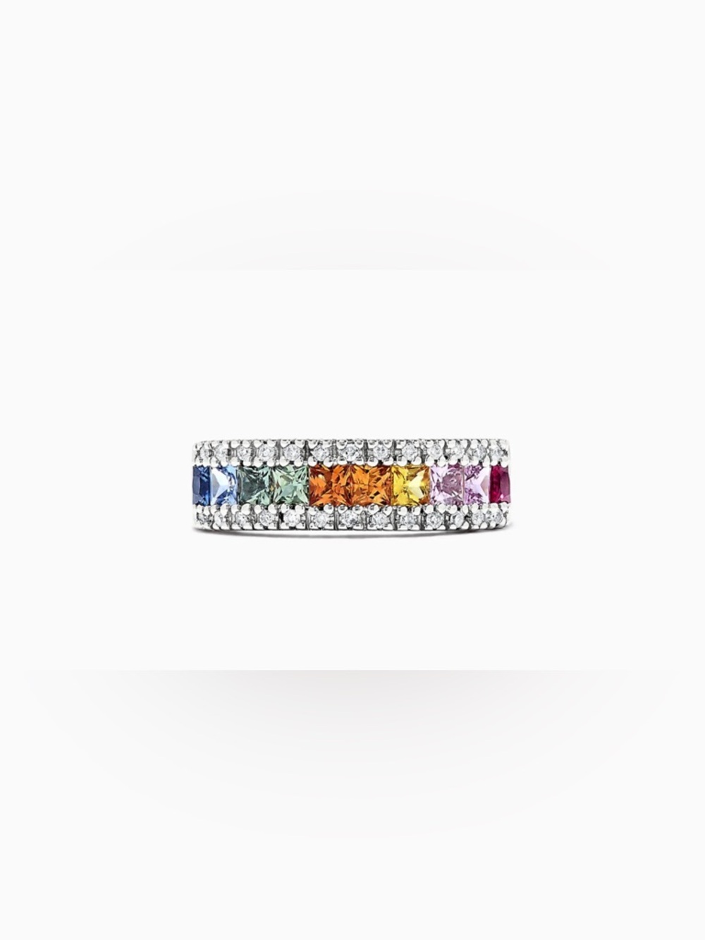 Sterling Rainbow CZ Channel-Set Band Size 6 Watercolors Ring, 1.46